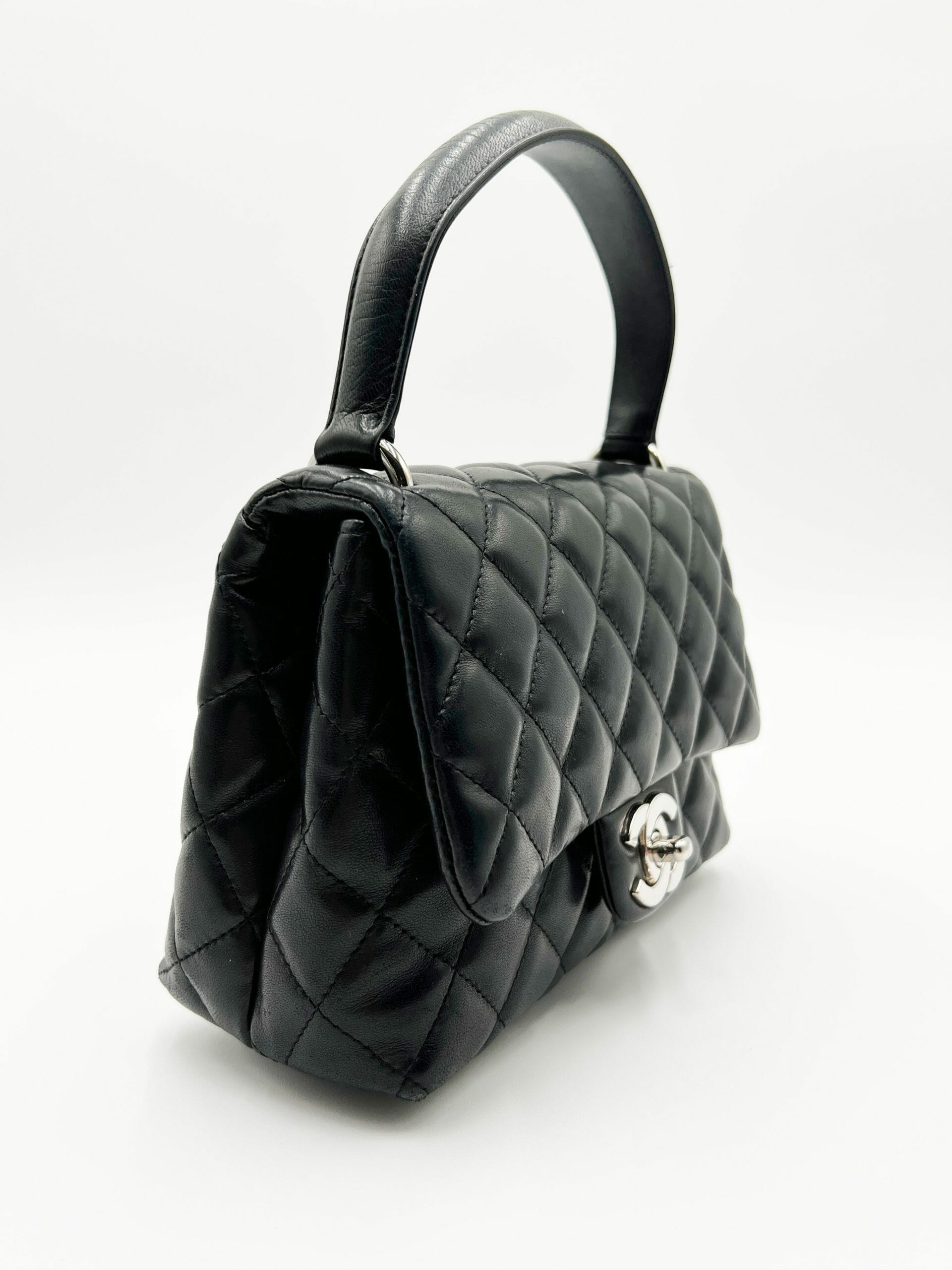 Chanel Vintage Twin Top Handle Flap Bag Quilted Lambskin