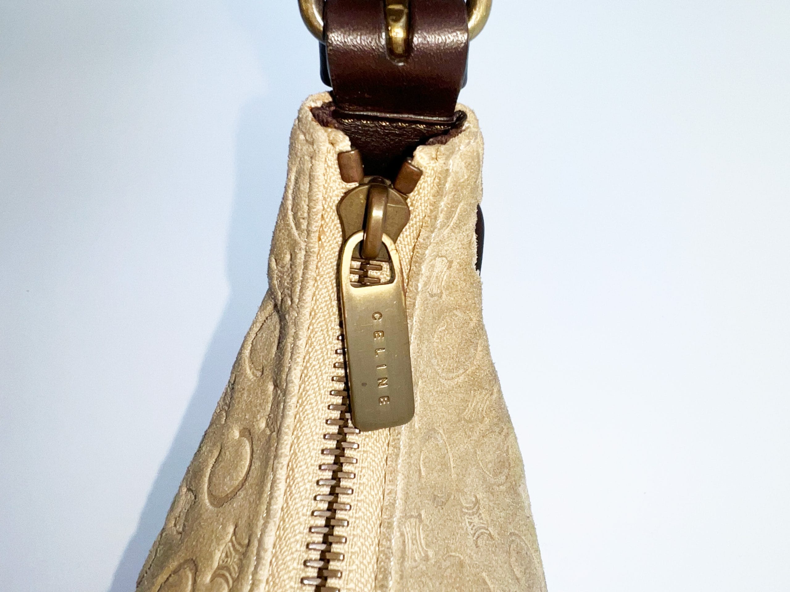 Celine C Macadam Suede Hobo Ava Handbag Beige - Long Live