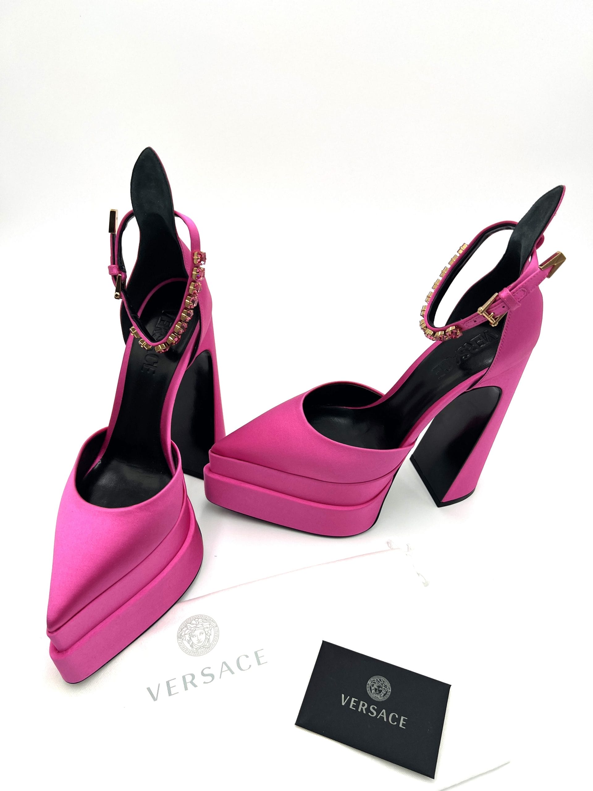 Versace Medusa Aevitas Satin Pointed Platform (Size 38